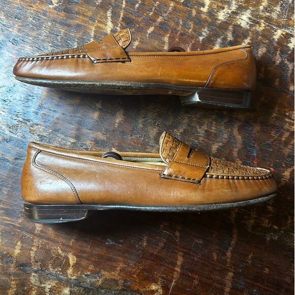 Cole Haan Brown Braided Leather Men's Slip on Dress Shoe Loafers Size 9.5N - Picture 4 of 10